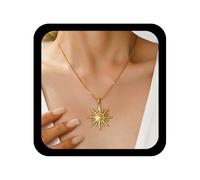 TseenYi Collier bohème avec grand pendentif en forme de soleil doré - Collier vintage avec pendentif en forme de soleil levant - Chaîne serpent - Bijoux pour femme, Zinc