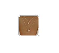 TseenYi Collier de couloir Collier pendentif papillon superposé Mini papillon court coul Duoble Layer Gold CZ Butterflys Prendants Colliers Prendants