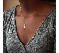 TseenYi Collier ras du cou avec pendentif en forme de tonnerre - Style minimaliste - Pour femme et fille - Doré