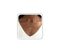 TseenYi Cruz De Cristal Colgante Collar De Gargantilla De Oro Circonio Cúbico Cruz Collar De Cristal Crucifijo Collar Colgante Brillante Rhinestone Cruz Collar De Joyas Para Mujeres Y Niñas