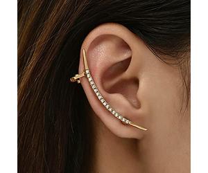 TseenYi CZ Ear Manchette Envelopper Boucles d'oreilles Ear Cercle de manchette Climber Boucles d'oreilles Or incurvé Cristal Arc Cartilage Boucles d'oreilles Oreille Bijoux pour femmes et filles(1pcs)