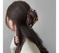 TseenYi Grandes pinces à cheveux en acrylique marron, grandes pinces à cheveux géométriques irrégulières, pinces à cheveux creuses antidérapantes, barrettes en résine pour chignon