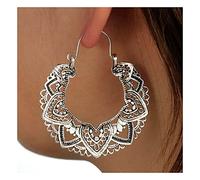 TseenYi Gypsy Mandala Fleur Boucles d'Oreilles Boucles d'Oreilles Rétro Métal Creux Boucles d'Oreilles Argent Vintage Ethnique Boucles d'Oreilles Boho Coeur Boucles d'Oreilles Bijoux