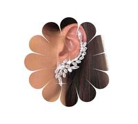 TseenYi Hoja De Cristal Ear Cuff Pendientes Rhinestone Crawler Pendientes Plata Cz Hoja Escalador Cúbicos Zircon Crawler Pendientes Clip-on Piercing Stud Earrings Joyería Para Mujeres Y Niñas