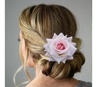 Tseenyi Pince à cheveux de fleurs de rose Grand tissu de fleurs HARAPLIP Épingle à cheveux florale rose Postiche Broche de tête de mariage du mariage de la mariée à deux wayjewelry