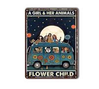 TSEZLOJH Decor Art Plaque en étain avec inscription « A Girl Her Animals Living Life in Peace » - Décoration murale - Cadeau idéal - 15,2 x 20,3 cm