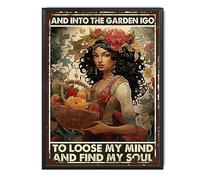 TSEZLOJH Plaque en étain avec cadre en métal et inscription « In The Garden I Go to Lose My Mind and Find My Soul » - Décoration murale pour bar, pub et grotte - 40,6 x 30,5 cm