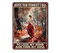 TSEZLOJH Plaque en étain avec inscription « In the Forest I Go to Lose My Mind Find My Soul » - 30,5 x 40,6 cm