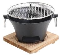 Tsffae 1 Ensemble De Gril À Charbon De Bois en Fonte Rond Multifonctionnel pour Barbecue À Charbon De Bois Portable, Poêle De Camping Adapté Au Barbecue, Au Pique-Nique Au Camping