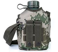 Tsffae 1l Armée Flasque Bouteille D' Pot À Vin en Aluminium Cantine Militaire Camping Randonnée Survie Bouilloire Bouteille De Sport avec Bandoulière pour Camping en Plein Air