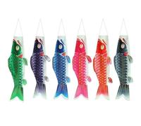 Tsffae 6 Pièces Carpe Japonaise Manche À Air Streamer Poisson Drapeau Cerf-Volant Japonais Koinobori Carpe Cerf-Volant Coloré Manche À Vent Carpe Vent Chaussette Drapeau Suspendu Décor