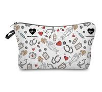 Tsffae À Cosmétiques pour Femmes, Trousse De Maquillage Imprimée pour Infirmière Médicale, Pochette De Polyvalente À Fermeture Éclair, Trousse De Toilette Portable