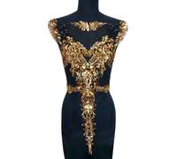 Tsffae Applique De Dentelle À Paillettes Brodées Dorées, 6 Pièces/Ensemble, Col À Pampilles, Maille De Gaze, Garniture en Dentelle, Patch De, Patch en Tissu pour Décoration De Robe De Mariée