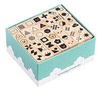 Tsffae Assortiment De Tampons en Bois 42 Pièces/Ensemble, Chiffres, Lettres, Figures Géométriques, Kit De Tampons De Symboles Vintage pour L'artisanat, Scrapbooking