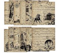Tsffae Bloc De Papier pour Scrapbooking, 12 Feuilles/Lot de Papier Artisanal Vintage pour Journalisation, Art De Fond, Papier Cartonné Origami, Fournitures De Fabrication De Cartes Décoratives pour