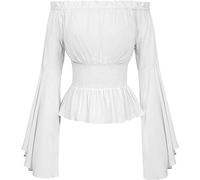 Tsffae Chemisier Vintage Renaissance pour Femmes, Épaules Dénudées, Chemise Steampunk Pirate Médiéval, Costume De Cosplay, Haut Corset