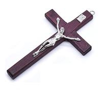 Tsffae Croix Murale en Bois, 1 Pièce, Plaque Artisanale Catholique De Jésus, Croix Murale Suspendue, Crucifix Mural avec Trou pour Décoration Murale De L'église De Maison