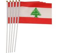 Tsffae Drapeau du Liban à Main - 100 Pièces Libanais Bâton - Drapeaux Nationaux pour Défilés De Coupe du Monde et Événements Sportifs