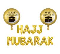 Tsffae Ensemble de Ballons en Aluminium Eid Mubarak, 18 Pouces, Fournitures de décoration pour fête Musulmane Islamique, Jouets gonflables, Cadeau pour Enfants, Hajj Mubarak