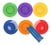 Tsffae Ensemble De Jonglage 6 Plaques Rotatives 6 Bâtons Accessoires De Performance Acrobatique De Cirque Plaques Rotatives De Jonglage Colorées Ensemble De Jeu De Fête De Clown pour Enfants Adultes