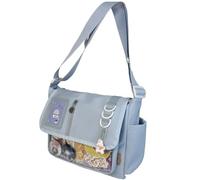 Tsffae Itabag - À Bandoulière en Nylon Y2k, Sacoche À Épaule, D'école Japonais Harajuku Transparent, Plaque D'affichage De Badges DIY
