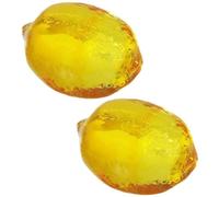 Tsffae Lot De 2 Figurines De Collection en Forme De Citron en, Presse-Papier en Verre, Figurine De Fruits, Centre De Table, Ornements, Décoration D'intérieur, Cadeau pour Noël, Anniversaire