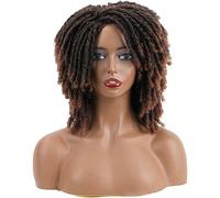 Tsffae Perruque Dreadlock Synthétique Brun Twist Crochet Perruques Bou s Tressées Perruques pour Hommes Femmes - Courte Coiffure Afro Bouclé