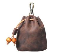 Tsffae Petit Porte-Monnaie Mini Sacs Seau À Cordon De Serrage en Cuir PU Pochette De Changement De Taille Multifonctionnel Fait À Main Petit pour Hommes Femmes