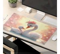 TSGB Tapis de souris avec inscription « Work Funny Love In The Water » : une famille de cygnes - Scène réconfortante - Grand tapis de souris