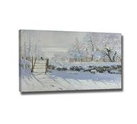 TSHAOSHUNHT La pie de Monet Reproduction de peintures célèbres Impressions sur toile abstraites Illustration prête à accrocher Décoration de chambre 35 x 60 cm Cadre Intérieur
