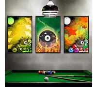 TSHAOSHUNHT Salle de billard Décoration Affiches et Gravures Aquarelle Snooker Toile Art Peinture Affiche Décoration Murale 70x90cmx3pcs Cadre intérieur