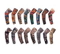 TSHAOUN 16 Pièces Manches de Tatouage, Couvre-manches pour Tatouages de Bras pour Hommes Femmes, Tatouage Temporaire Manchettes de Bras Faux Tatouage Tatoo pour Fête, Halloween, Carnaval (16PCS)