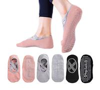 TSHAOUN 3 Paires Yoga Chaussettes antiderapant Chaussettes, Femmes Chaussettes De Pilates Chaussettes En Coton Antidérapantes Pour Barre, Danse, le yoga à la maison UK 4-6 | EUR 36-39 (3 Couleurs)