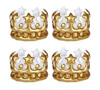TSHAOUN 4 PCS couronne gonflable，couronne de reine décorations de fête de poule jouet，accessoire de costume de carnaval (Doré)