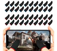 TSHAOUN 40 Pcs Doigtier de Jeu Mobile, Bout de Doigts de Jeu Professionnels Doigtiers Gamer Gants Anti-Transpiration Respirants pour Écran Tactile, Contrôleur de Jeu Mobile pour Adultes (Bleu,Rouge)