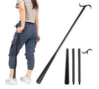 TSHAOUN Bâton de Pansement Long,Corne de Chaussure Détachable,Chausse-pieds à manche long Outil de démontage de chaussettes réglable, aide Chaussettes, Chemises et Pantalons (33.5 inch/85 cm)