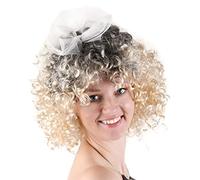 TSHAOUN blonde, cheveux courts, Perruque enfant sauvage des années 80 bouclés avec nœud Taille Unique, cheveux artificiels, prolo, rockstar, Accessoire, Fête à thème, Carnaval