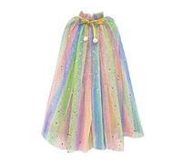 TSHAOUN Cape de Princesse Enfant, Cape de Déguisement Princesse Cape en Tulle à Paillettes Costume de Princesse pour Fêtes de Princesse, Spectacles, Jeux de Rôle, Halloween (Couleur Arc-En-Ciel)