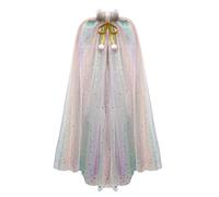TSHAOUN Cape de Princesse Enfant Princesse Cape en Tulle à Paillettes Costume de Princesse Cape de Déguisement pour Fêtes de Princesse, Spectacles, Jeux de Rôle, Halloween (Couleur Arc-En-Ciel)