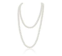 TSHAOUN Collier Long de Perles d'Imitation - Style Tendance 150 cm Blanc Mariage et Fiançailles