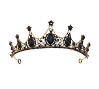 TSHAOUN Cristal Reine Couronne Tiara Cristal Diadème Baroque Couronne Rétro Gothique Strass Princesse Diadème,pour Concours de Mariée Proms de Mariage Princesse Parties Annive (Noir)