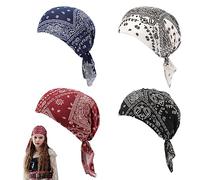 TSHAOUN Ensemble de 4 Chapeaux pour Femmes Turban Beanie Femmes Turban Soft Fashion Folded Turban Cap Beanie Sleep Hat, élastique Turban Hair Cover Capuche Bandana Turban (4 Couleurs)