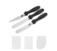 TSHAOUN Ensemble de Spatules à GlaçAge Spatules en Acier Inoxydable à GâTeaux en Plastique pour La Propagation de La CrèMe, La DéCoration de GâTeaux, Le GlaçAge des PâTisseries (Noir)