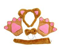 TSHAOUN Ours Déguisement Animal Ours Cosplay Set en Peluche Avec Ours Oreilles Queue Et Noeud Papillon Griffe Gants pour le déguisement d'Halloween, le jeu de Ours et le jeu de rôle animalier (Brun)