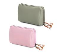 TSHAOUN Sac Toilette de Voyage,2023 Nouveau Sac cosmétique en Nylon，Sac Toilette Voyage Portable imperméable à l'eau, Sac de Maquillage pour Femmes (Vert, Couleur Rose)