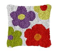 TSHIGO 42×42CM création de tapis et canvas Taie d'oreiller Kits de Crochet kit Point noué Coussin Kit de Verrouillage Kit Tapis Point Noué