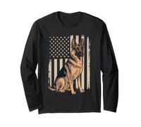 Tshipt Berger Allemand du Drapeau Américain Manche Longue