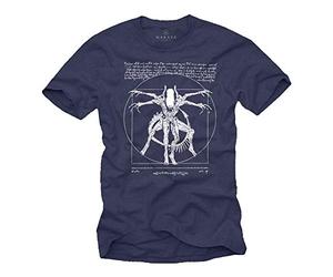 Tshirt Alien Homme - Gamer Tee Shirt Imprime Da Vinci Bleu M