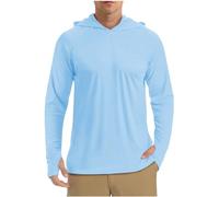 Tshirt Anti UV Homme avec Capuche Rashguard Manches Longues Sweat Pullover Veste à Capuche Légère et Respirante avec Protection UV pour l'été Vêtements de Sport de Plein air Veste de Pêche Randonnée