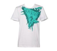 Tshirt Blanc Coton Motif Logo Tons De Verts Enfant Guess